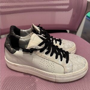 P448 White and Black Low-Top Sneakers